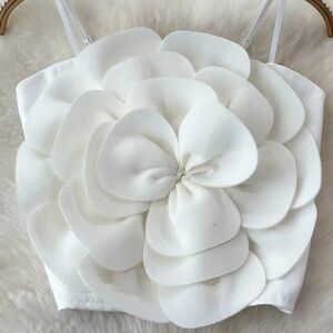 Elegant White Floral Crop Top